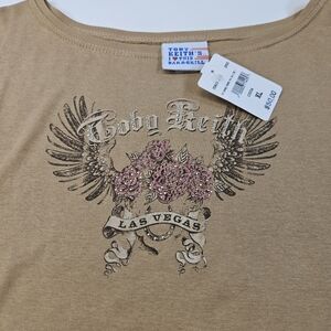 NWT Womens Toby Keith Vegas Long Sleeve Rhinestone Shirt Large I Love This Bar